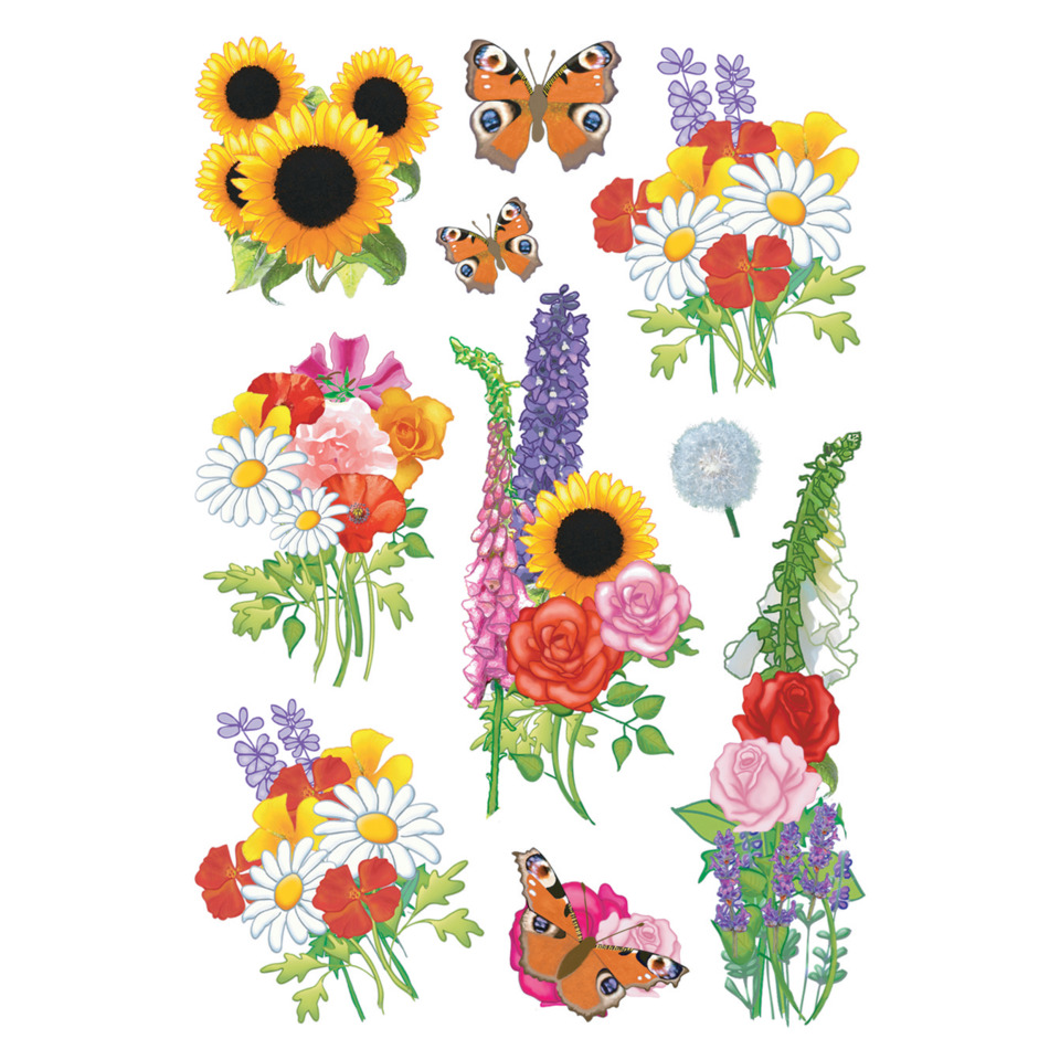 blumen, blumenstrauß, sonnenblumen, rosen, schmetterling