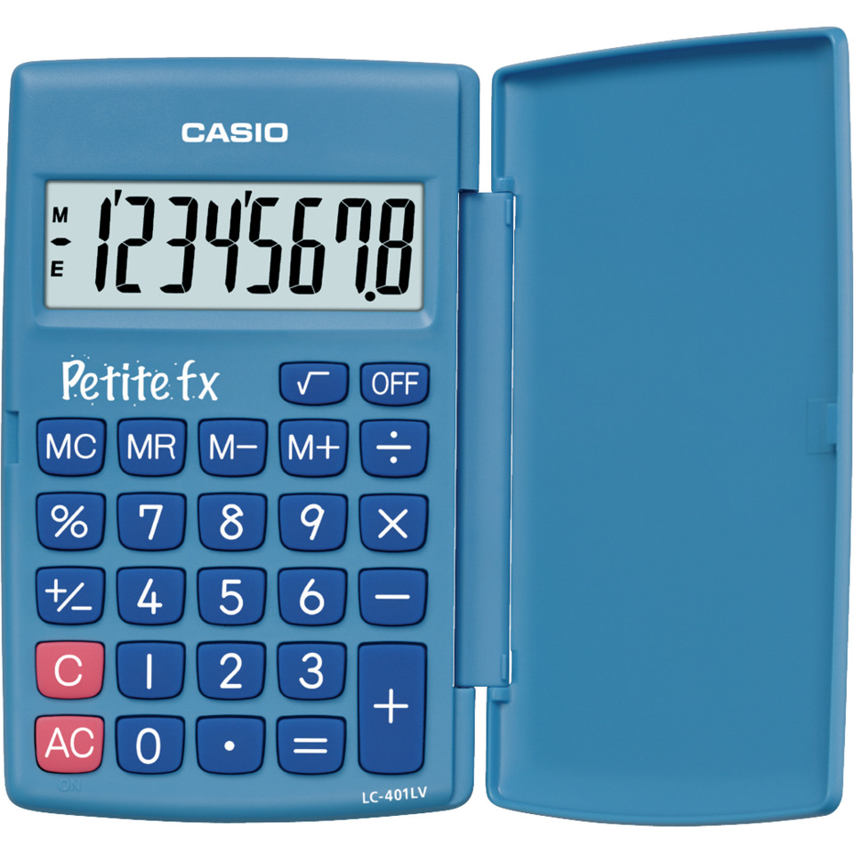 Taschenrechner, Schwarz/Blau, LCD-Display, Tastatur, Casio