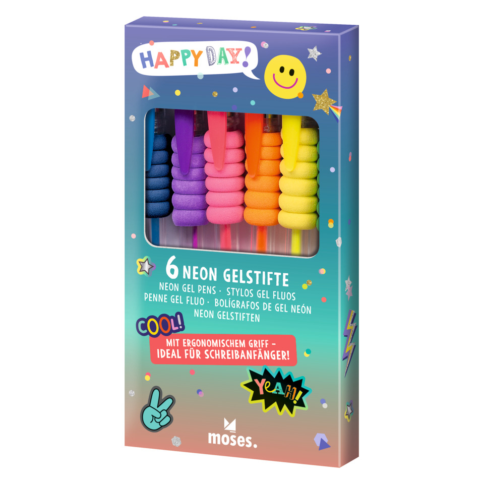 neon gel pens, 6 stifte, klee, gemischt farben, praktisch griffe