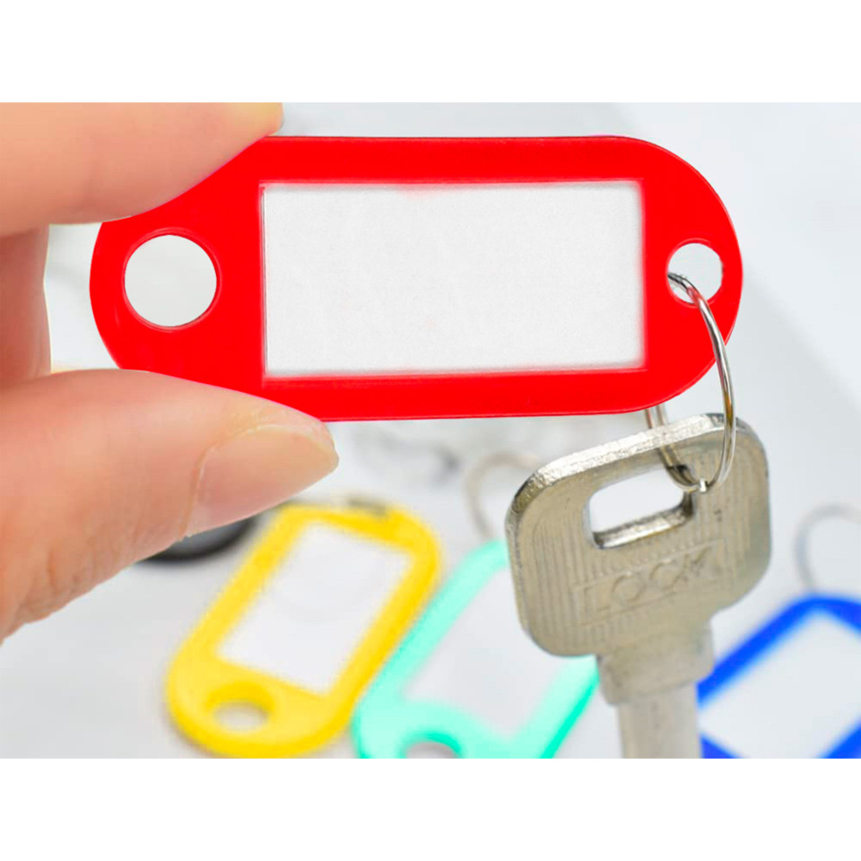 Keychain, Schlüsselanhänger, Plastiklabel, leer, bunte Anhänger