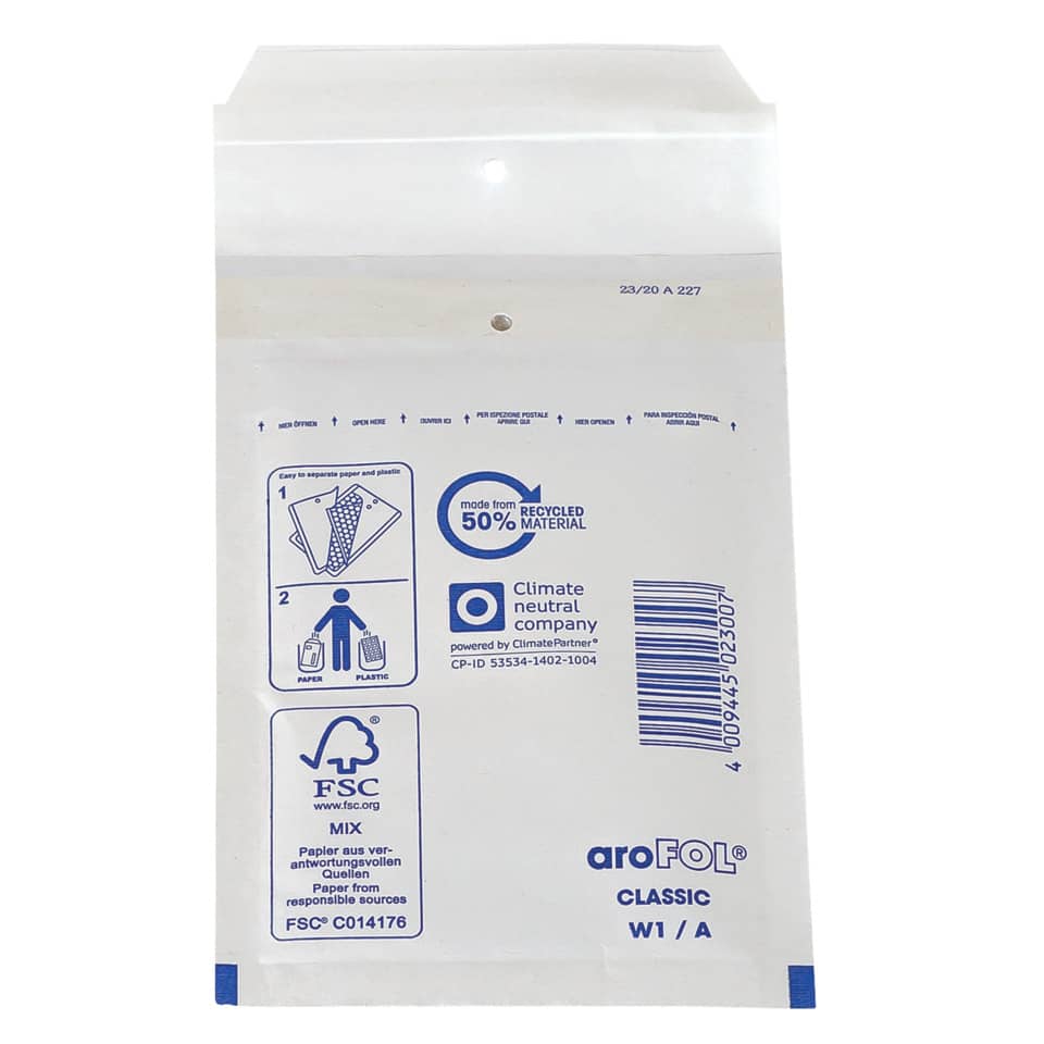 Luftpolstertasche Classic 1/A , 120x175mm, 10 Stück, weiß AROFOL 2FVAF000181