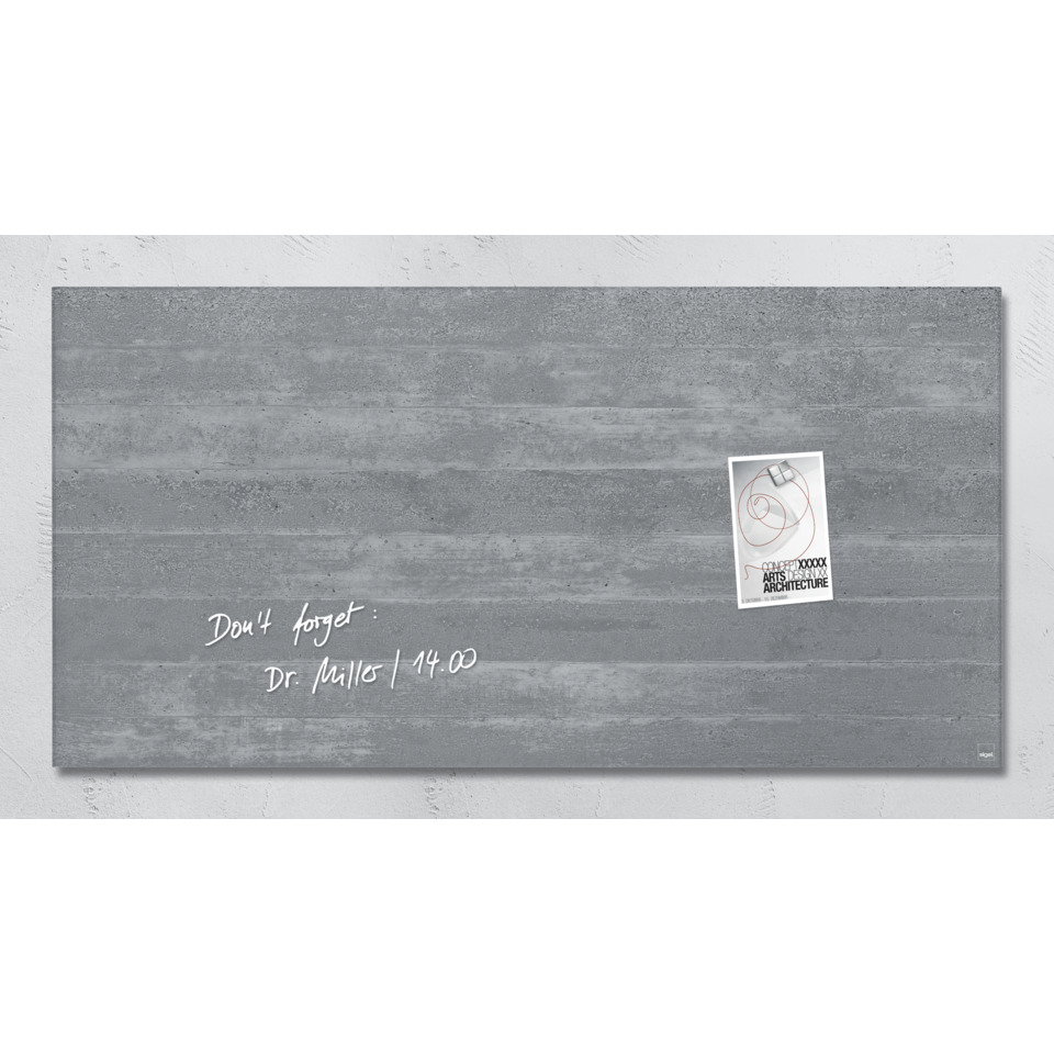 Glas-Magnettafel Artverum, 91x46cm, Design Sichtbeton SIGEL GL148