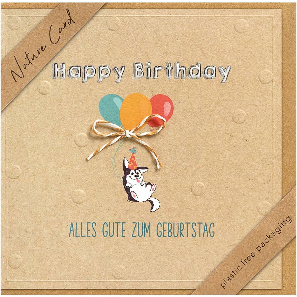 Karte, Geburtstag, Pappe, Hund, Ballons