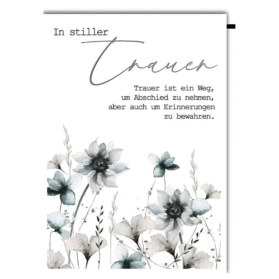Karte, Gedenkkarte, Blumen, Blüten, Trauerkarte