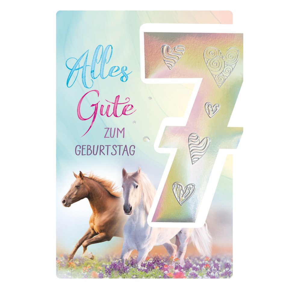 Geburtstag, Karte, Pferd, Hintergrundfarben, Herzen