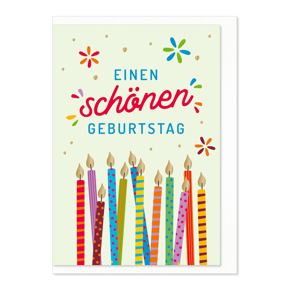 Geburtstagskarte, Kuchenkerzen, bunte Kerzen, Feierlich, Glückwunschkarte