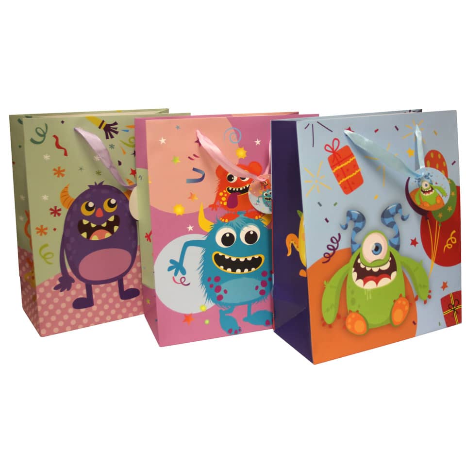 Geschenktüte, Bunte Monster, Partydeko, Geschenkverpackung, Monster-Design