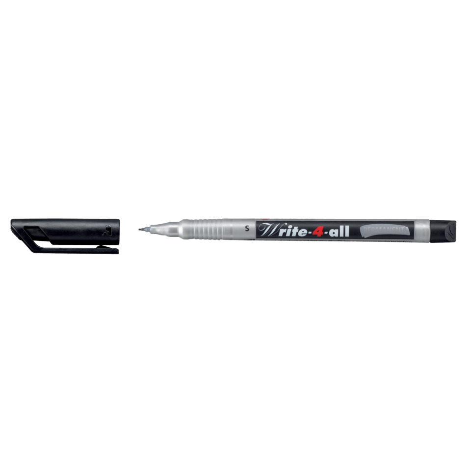 whiteboard-marker, transparent-cap, fine-tip, silver-pen, write-4-all