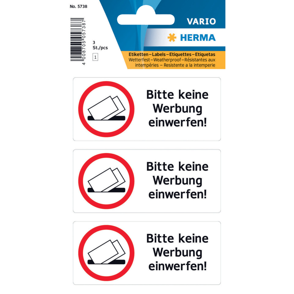 etikett, kennzeichnung, wetterfest, herma, warnt vor werbung