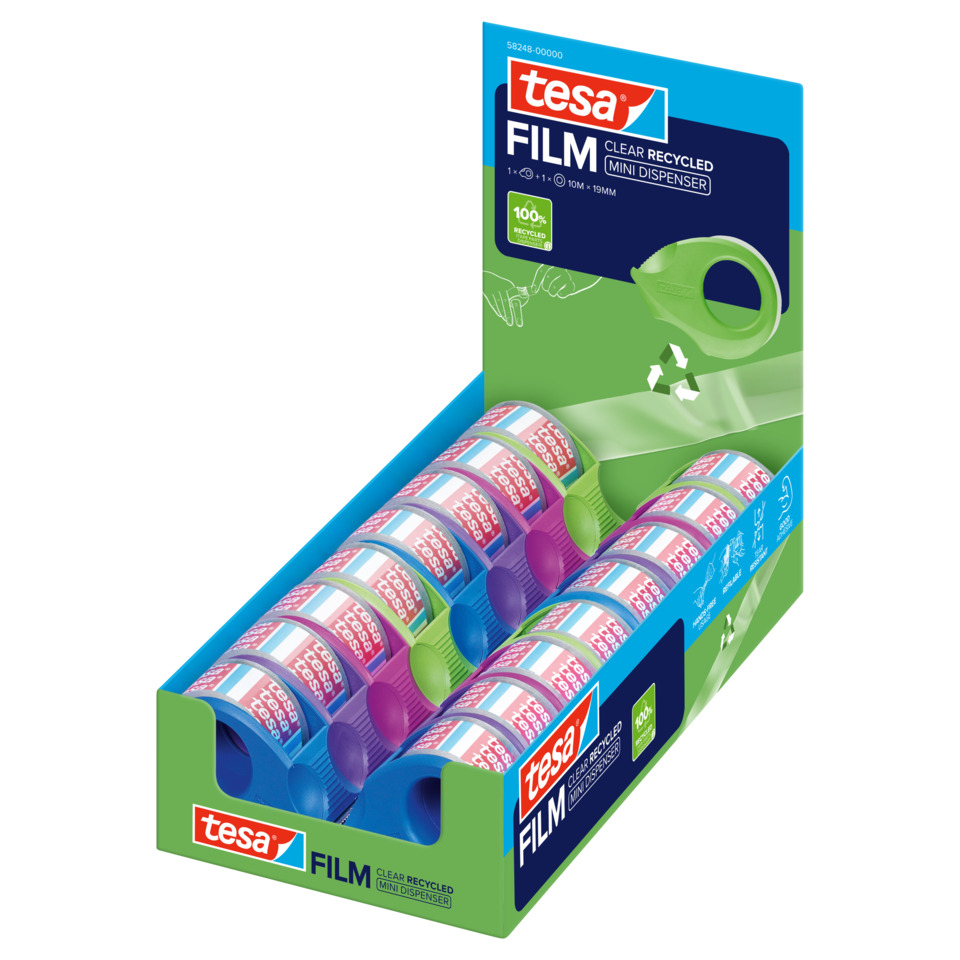 Klebeband, Filmdispenser, Klebebandspender, Recycling, Türkis-Rosa Muster