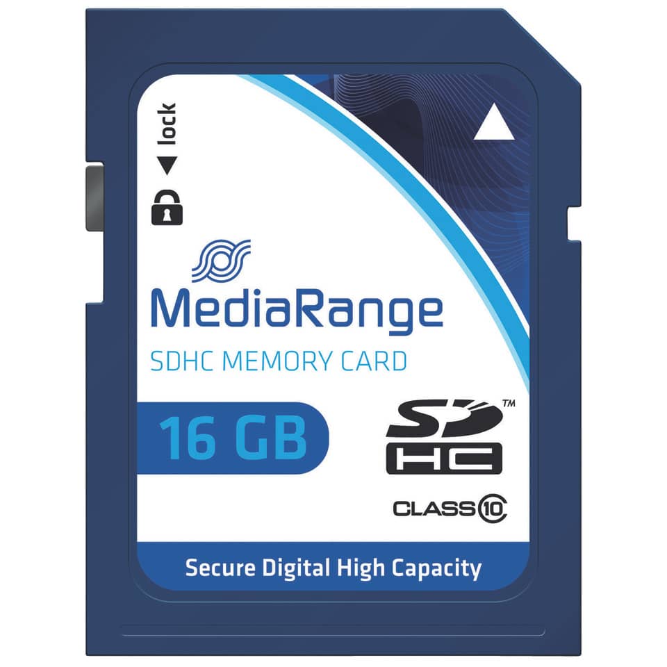 SD Speicherkarte, 16 GB, SDHC, Class 10, blaue Hülle