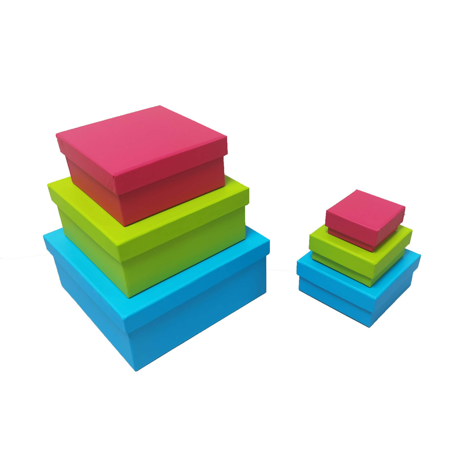 Schachtelenset, Geschenkboxen, Bunte Boxen, Layered boxes, Kinderspielzeug