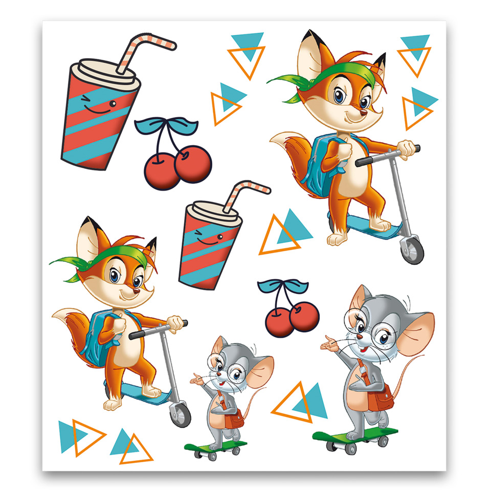 Soda-Becher, Kirschen, Katzen, Einhorn, E-Scooter, Roller, Getränkebecher, Kreisformen, Geometrische Muster, Trinkbecher