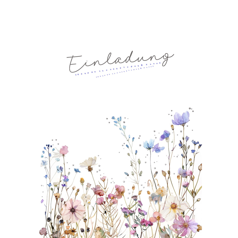 wildflowers, floral, watercolor, Einladungskarte, Pastell