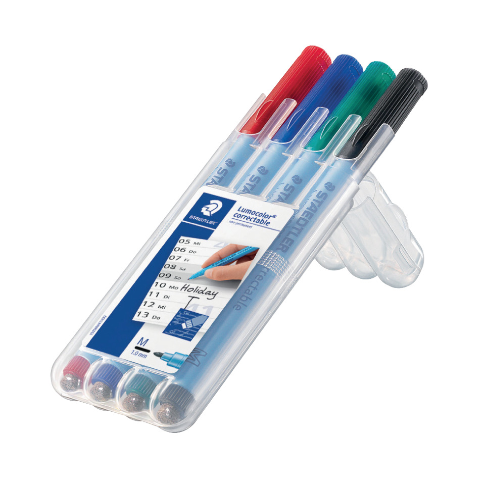 Markerstifte, Mehrfarbige Marker, Feinspitze, Set mit 5 Farben, Lubricolor korrigierbar, Marker-Set, Fineliner, Mehrfarbig, Tinte, Aufbewahrungset