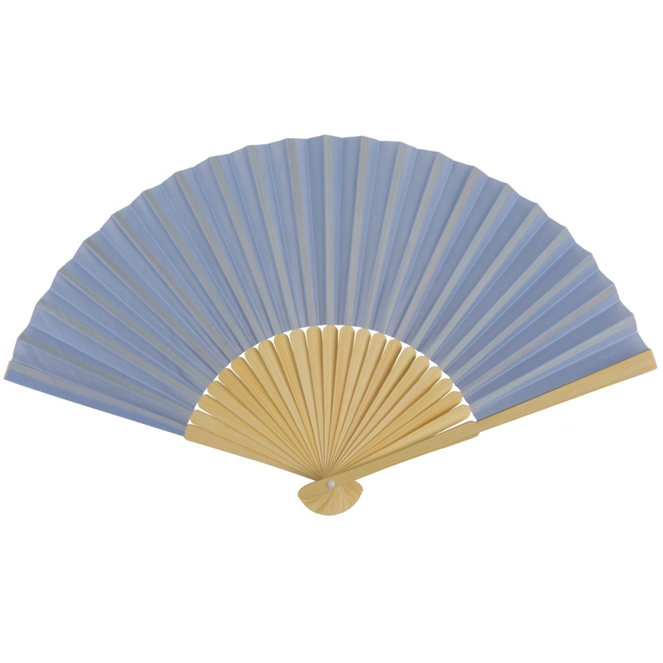 Fächer, Schirmfächer, Beidseitig, Palmblatt-Design, Blau-Gold