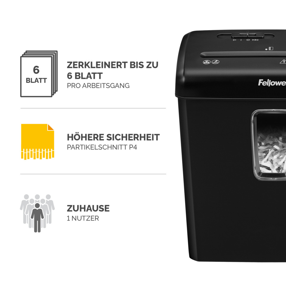 Schredder, Papierkassette, 6 Blatt, Pro Arbeitsgang, Zuhause