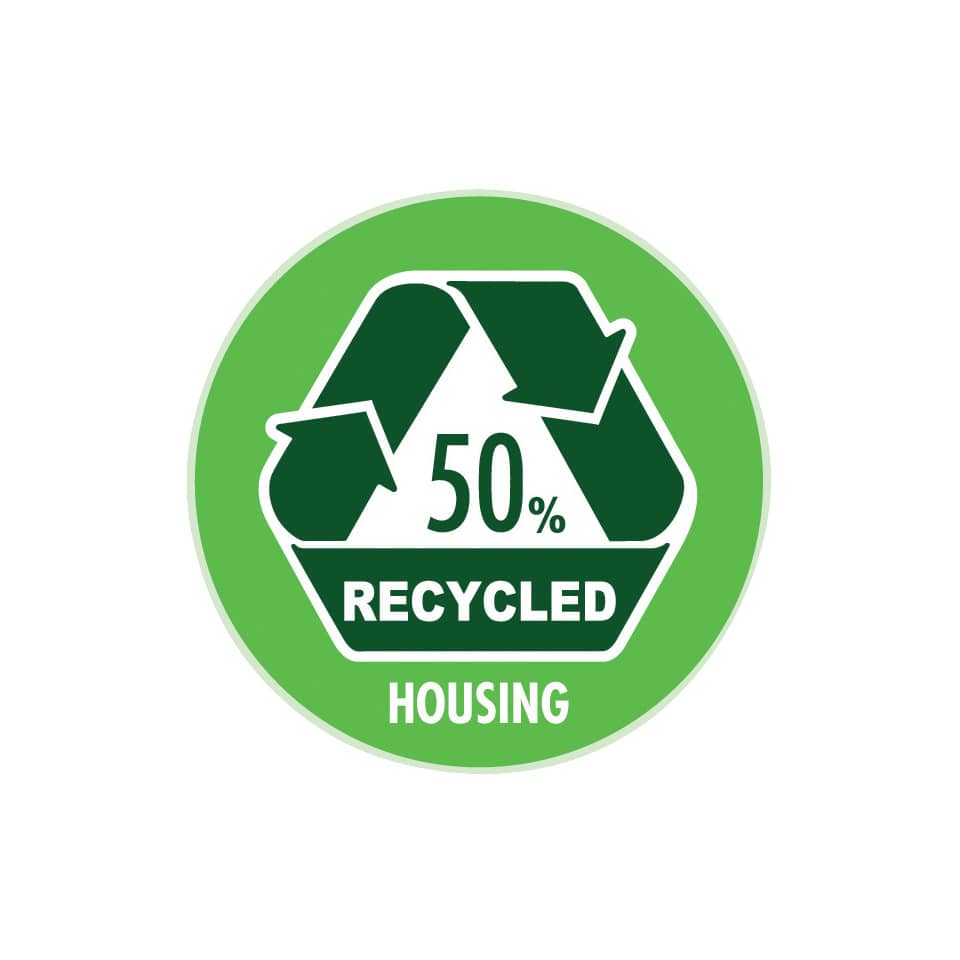 recycled, 50 percent, housing, ökologisch, Logo