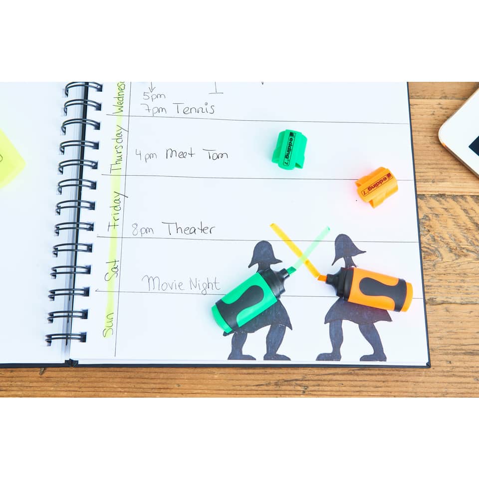Planer, Kalender, Notizbuch, Radiergummi, Figuren