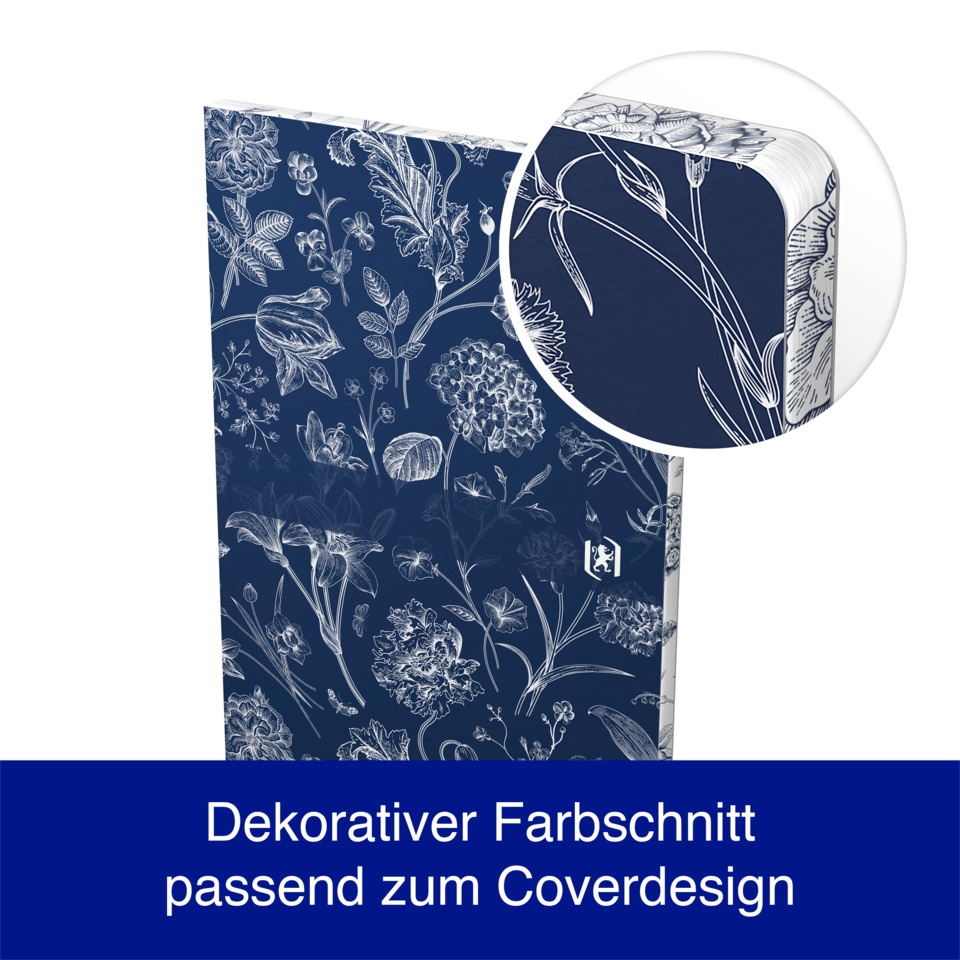 Dekorationspapier, Blumenmuster, Navy Blau, Coverdesign, Geprägtes Muster