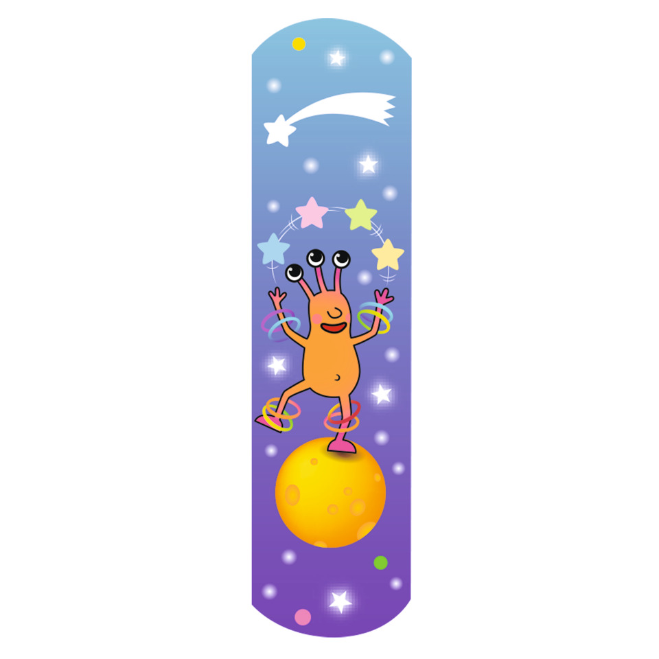 Kinder-Poster, Astronauten‑Motiv, Sternenhimmel, Mond, Orangener Kreativfigur