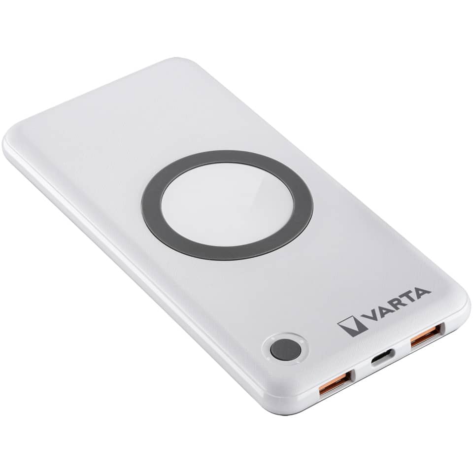 Powerbank, kabelloses Laden, Kreis-Pad, Weiß, Varta