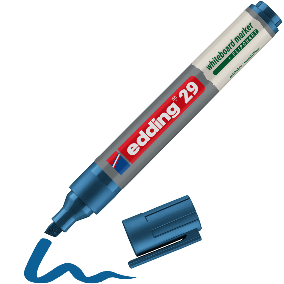 whiteboard marker, marker, edding 29, blue cap, dual tip