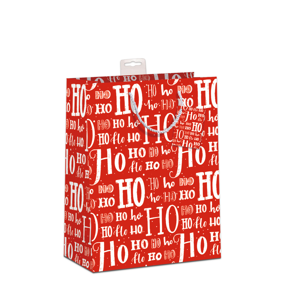 Geschenktüte, Weihnachtsmotiv, Rot, Ho Ho Ho, Bag