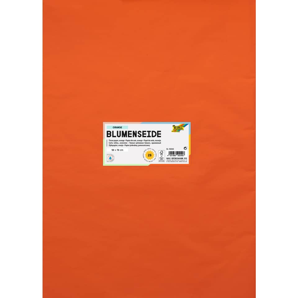Blumenseide, 50 x 70 cm, 20g/m², 26 Bogen, orange (40) FOLIA 90040