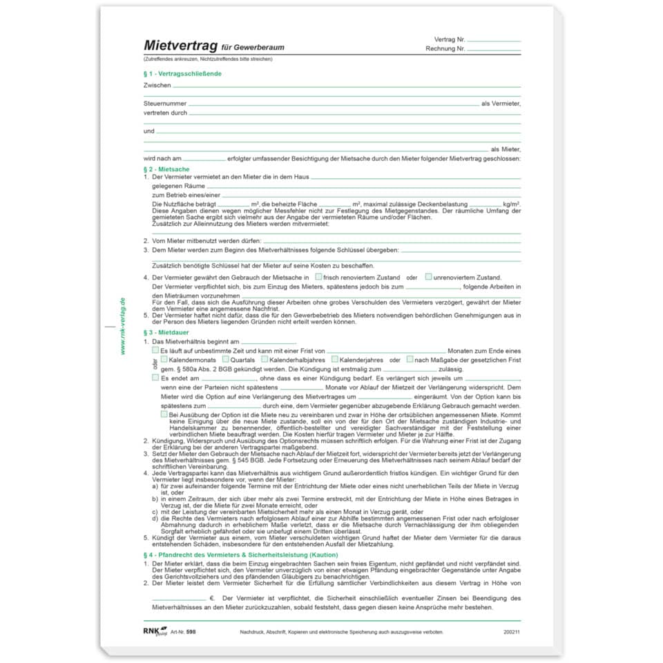 Mietvertrag, Gewerbe, Dokument, Vertrag, Formular