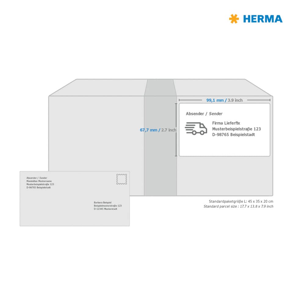 Standardpaket, Paket, Adresse, Absender, Sendung