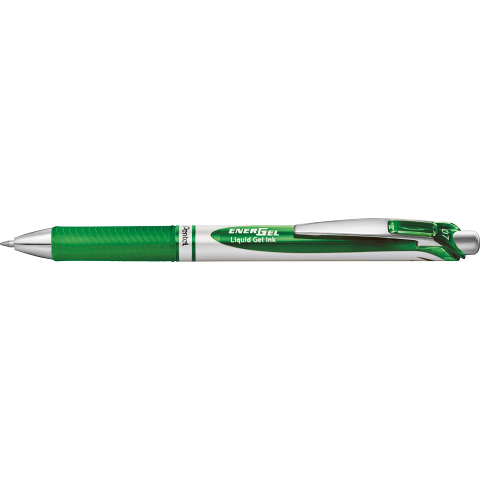 Kugelschreiber, Gel-Tintenstift, Grün, Metallischer Schaft, Clip