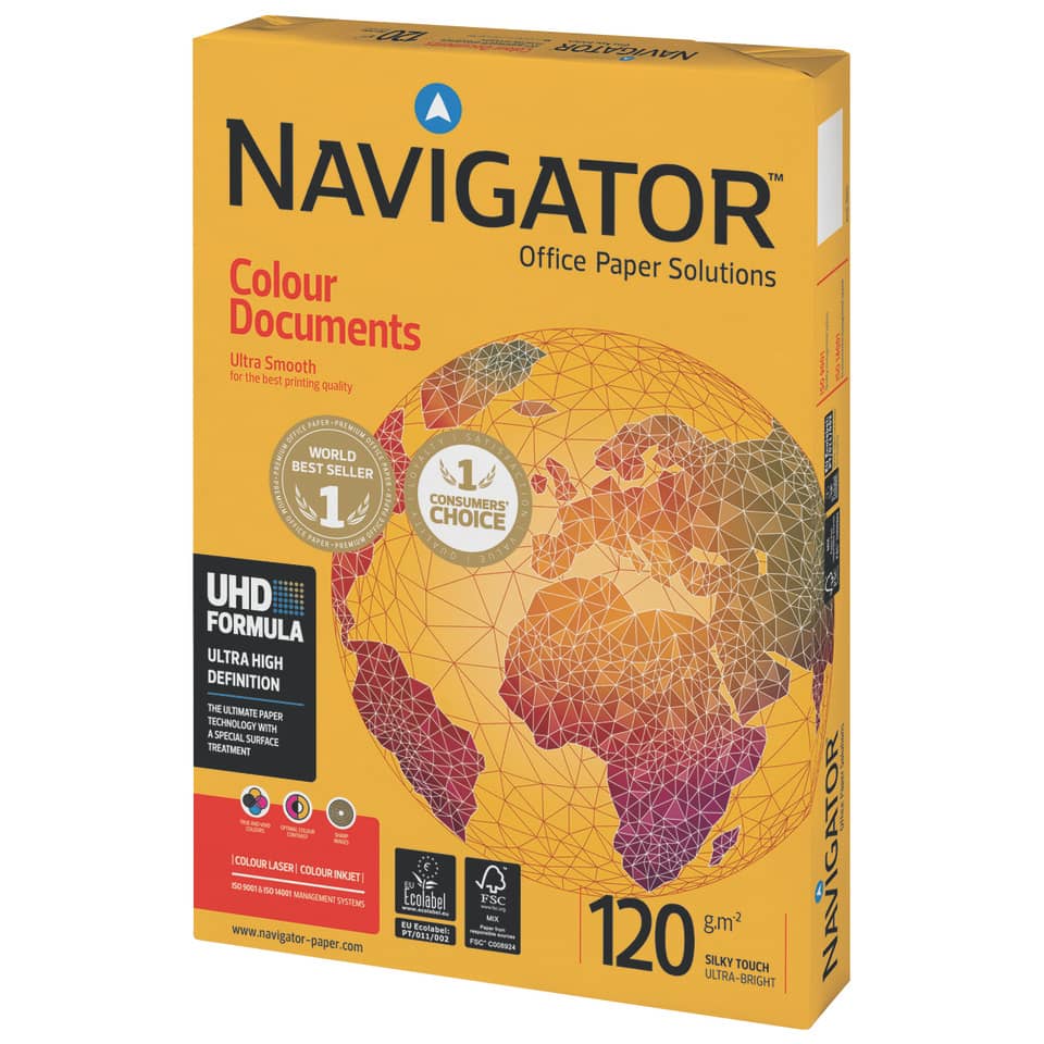 Color Documents, Office Paper, Ultra High Definition, 120 g/m², Weltkarte Muster