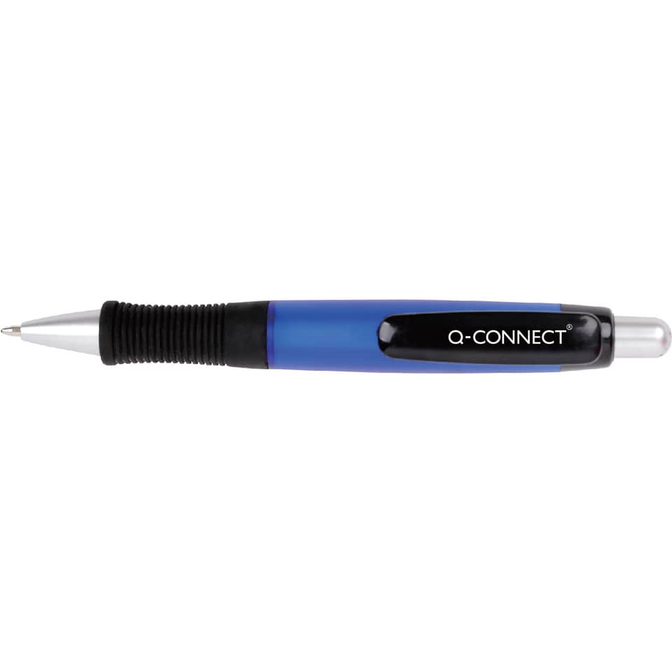 Kugelschreiber, Schwarz, Gummigriff, blaue Huelle, Q-CONNECT