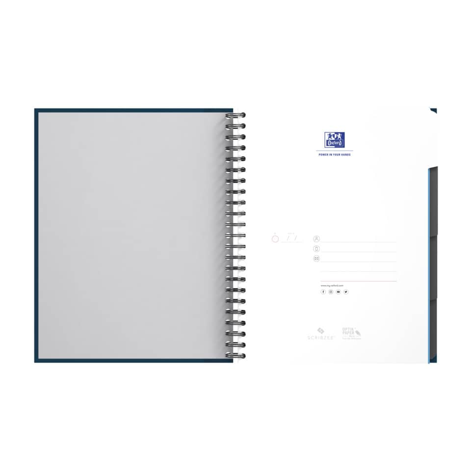 spiral notebook, ring binder, hardcover, line notebook, blue accents