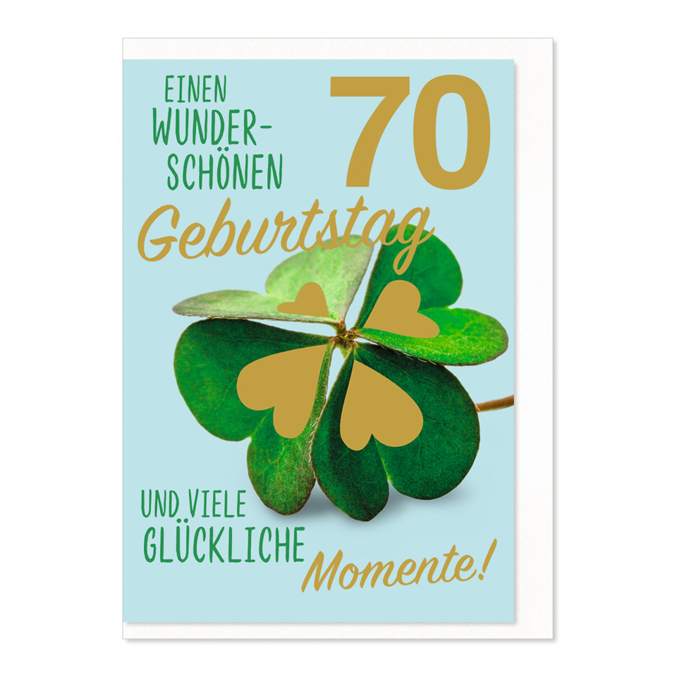 Kartenmotiv, Glückwunschkarte, Klee-Blatt, vierblättriges Kleeblatt, Geburtstag