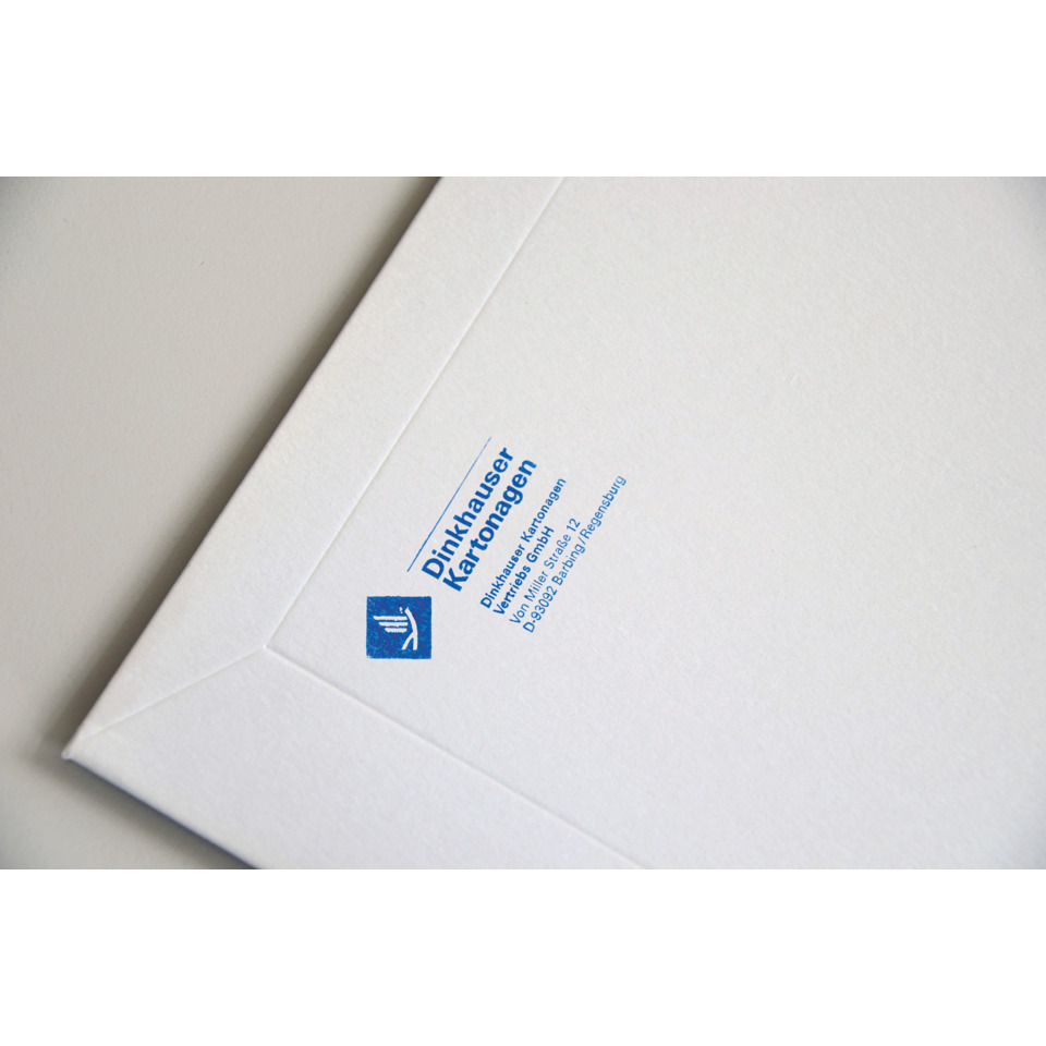 Briefpapier, Briefumschlag, Postversand, Druckhaus Karten, blaues Logo