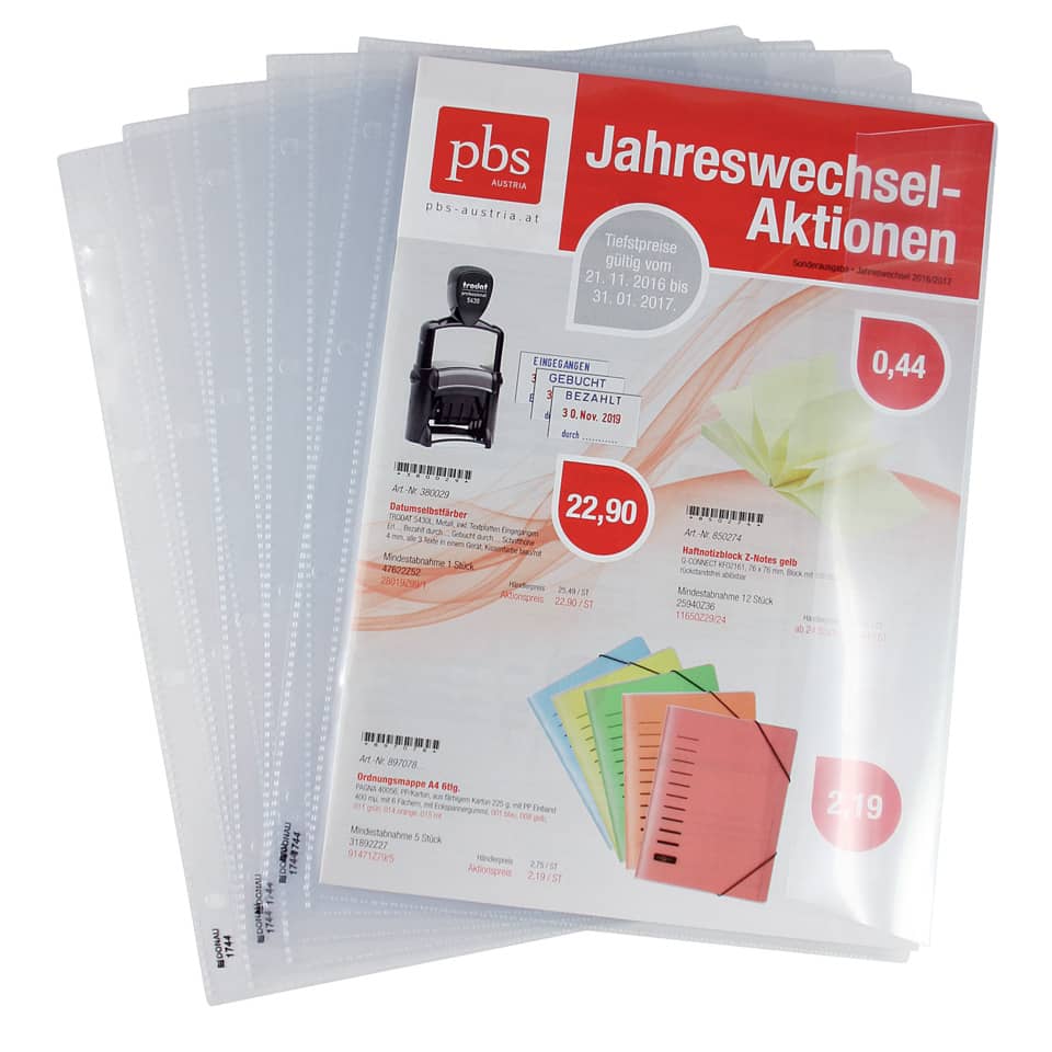 Druckerbeutel, Büromappe, Jahreswechsel-Aktionen, Prospektfaltblatt, Aktenordner