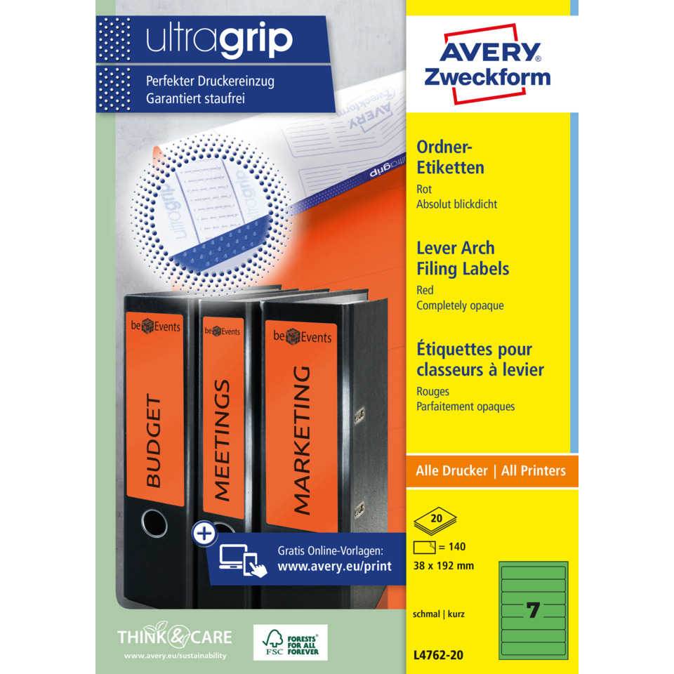 Ordneretiketten, Etiketten-Set, Folder labels, Avery, Labeling system, Hardcover Ordner, Archivordner, Aktenordner, Büroetiketten, Ordneretiketten
