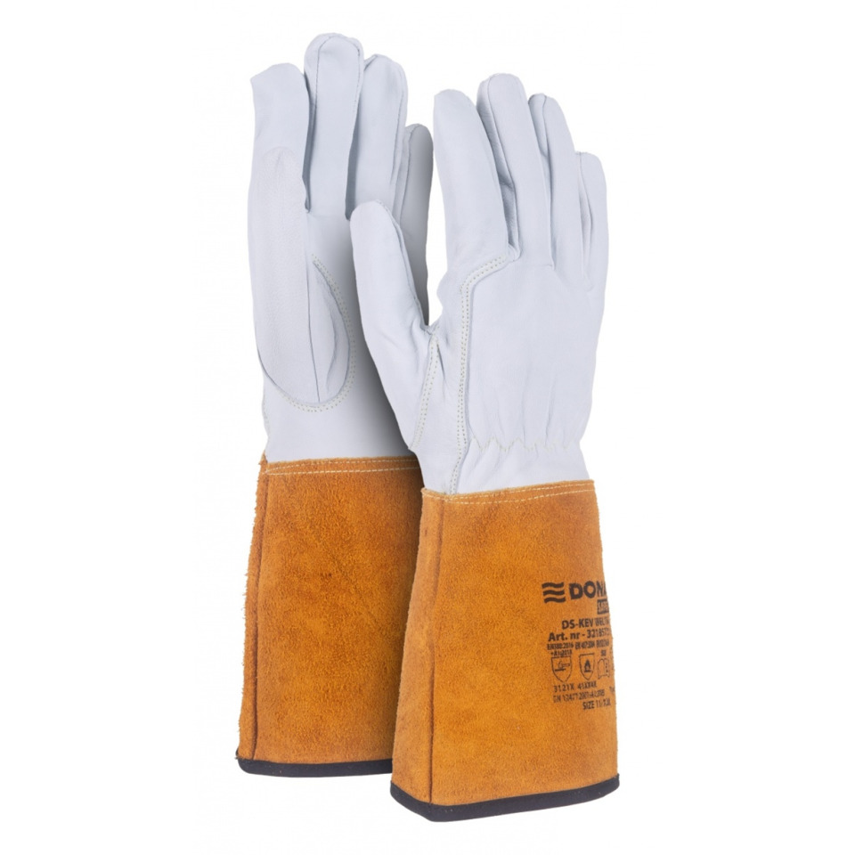 Schutzhandschuhe, Arbeitshandschuhe, Lederhandschuhe, Stahl?, orange Leder