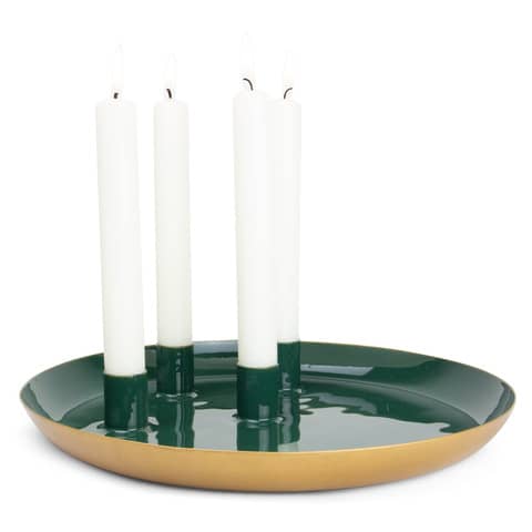 Adventskerzenhalter, 26 x 3 x 26 cm, Metall, grün  12743