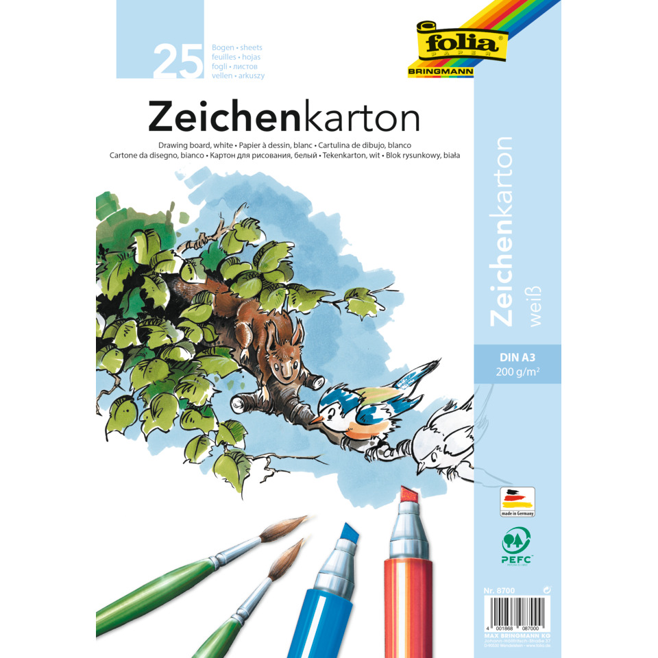 Zeichenkarton, A3-Papier, Weißes Zeichenpapier, Farbiges Papier, Pinsel/Marker Stapel