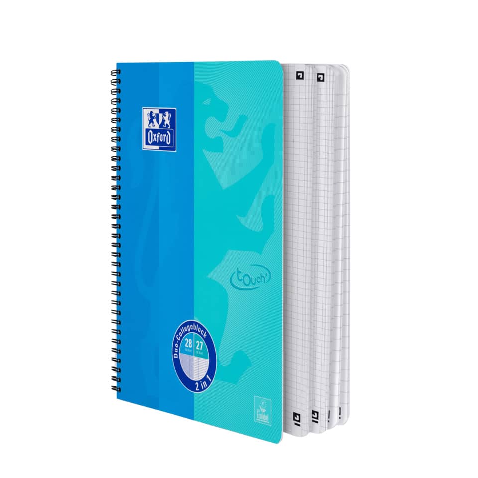 Collegeblock Touch Duo, A4+, 80 Blatt, Lin.27/28, liniert/kariert, sortiert OXFORD 400101422
