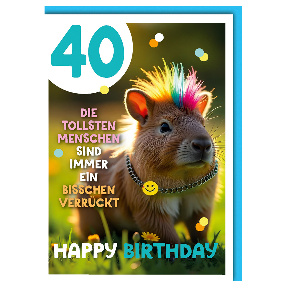 Junges Tier, Tierfoto, Multicolor Haar, Geburtstagskarte, Motiv: Happy Birthday