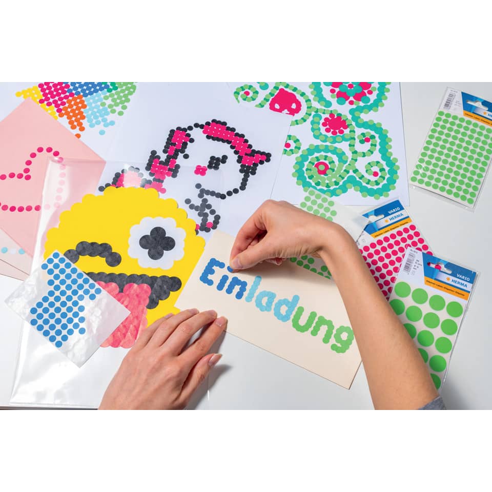 Stickerkunst, Punktefolie, Einladung, Papierbastelei, DIY-Deko