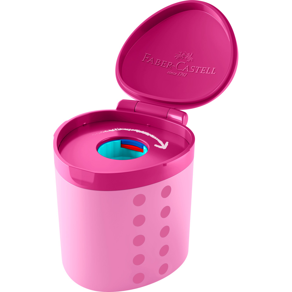 humidifier, pink, cylindrical, dots pattern, lid with hinge