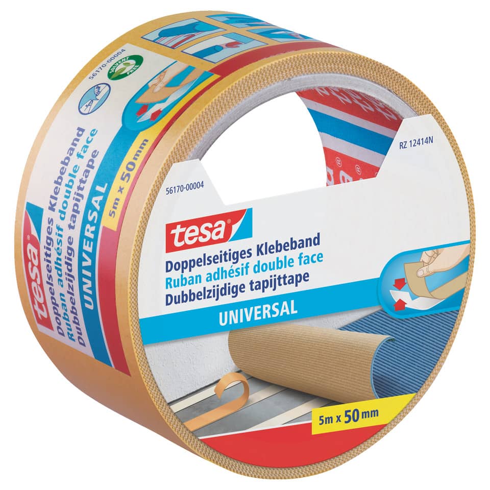 Klebeband, Universalklebeband, Doppelseitig, 5m x 50mm, Bandrolle