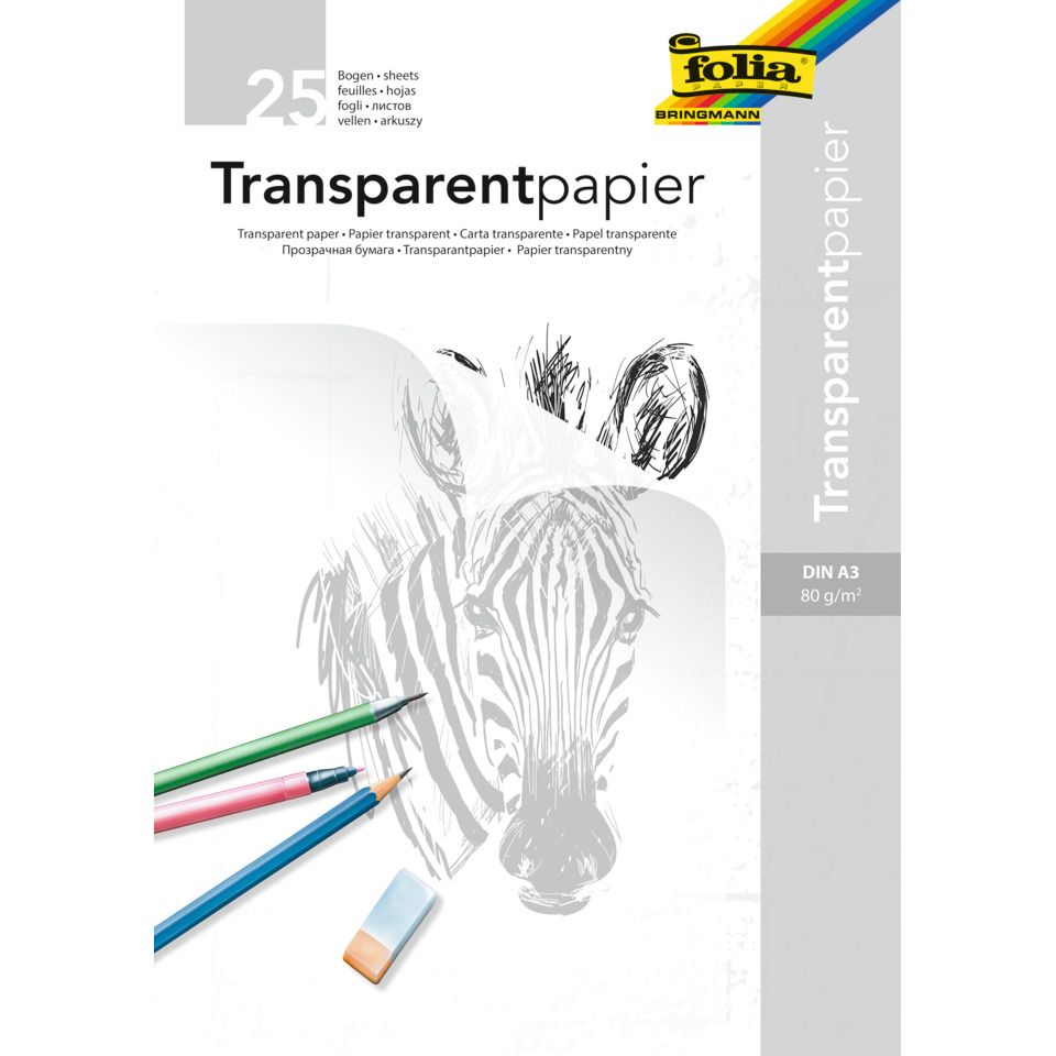 Transparentpapier, DIN A3, 80 g/m², Bleistifte, Zeichenpapier