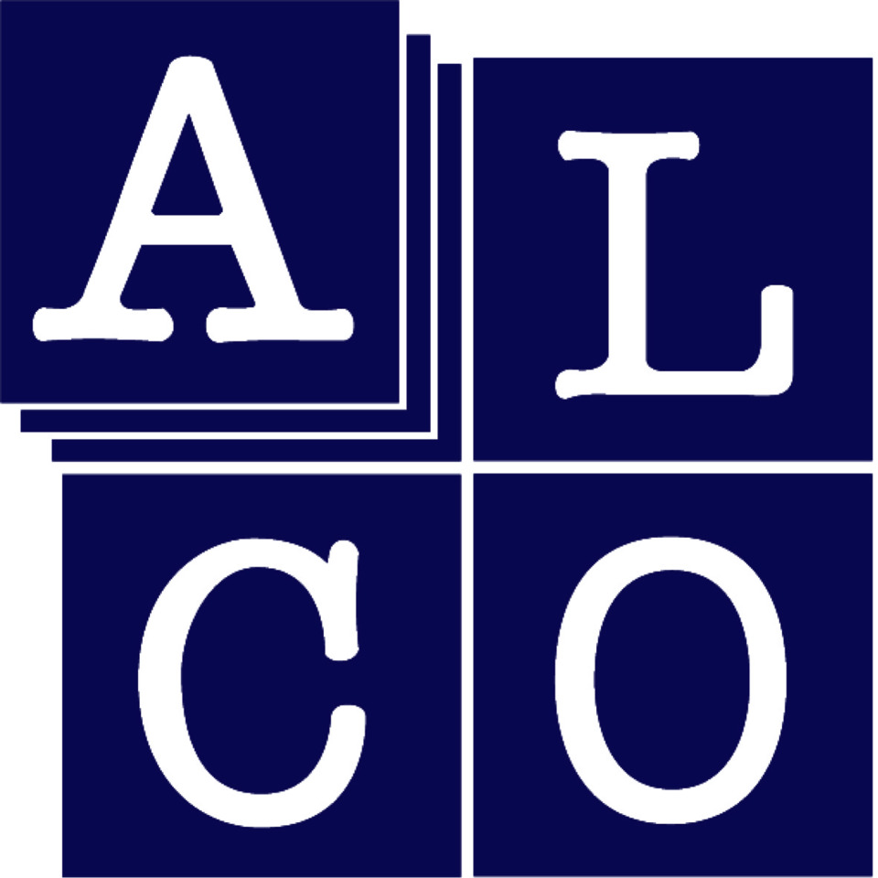 logo, kacheln, buchstaben, blau, ALCO