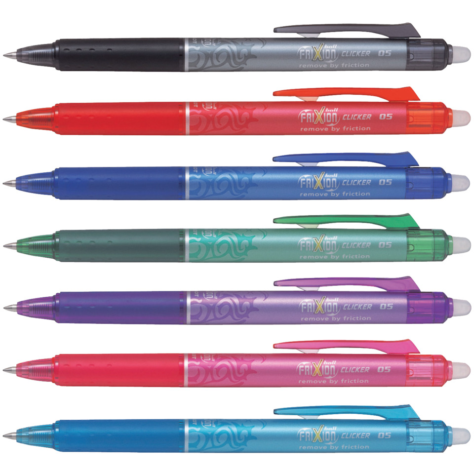 Kugelschreiber, Gelstift, bunte Stifte, Kappenclip, Druckknopf
